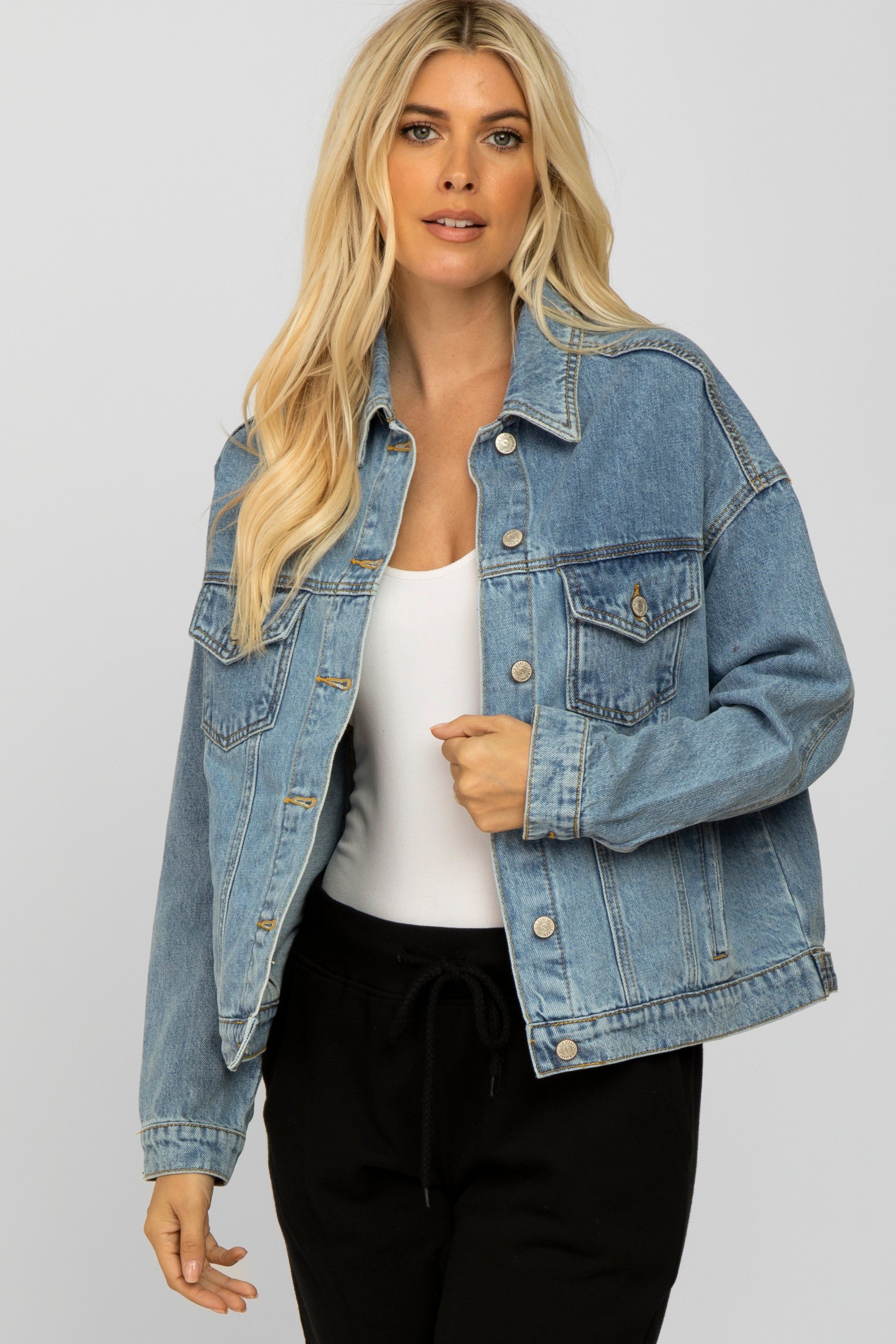 Blue Basic Maternity Denim Jacket sold by Pinkblush product image thumbnail 5