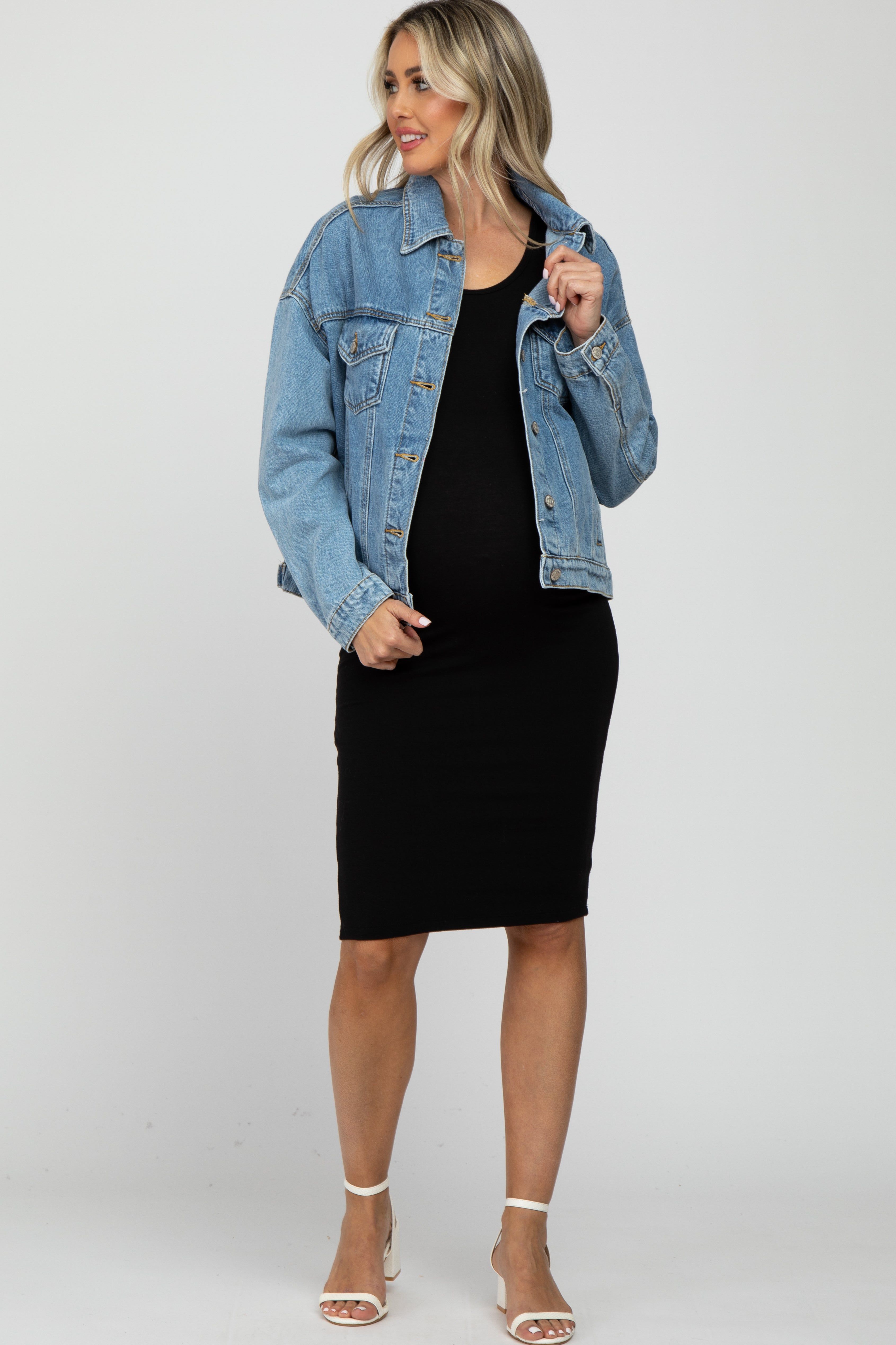 Blue Basic Maternity Denim Jacket sold by Pinkblush product image thumbnail 2