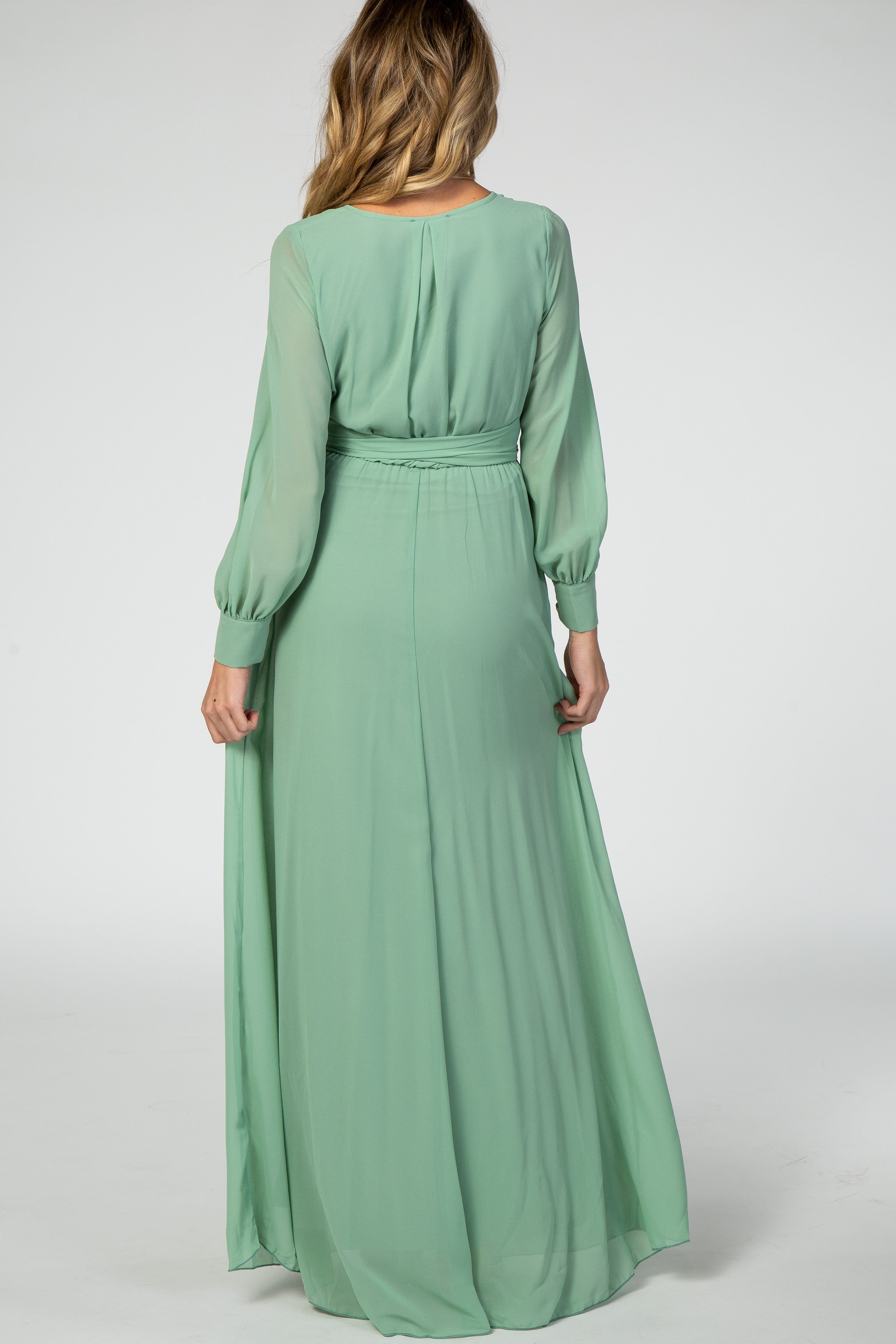 Mint Green Chiffon Maternity Maxi Dress sold by Pinkblush product image thumbnail 3