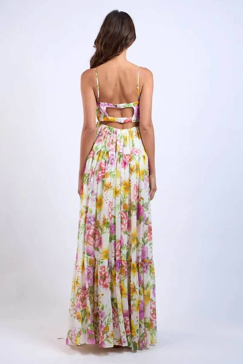 Multi Color Floral Sleeveless Open Back Maxi Dress sold by Pinkblush product image thumbnail 3