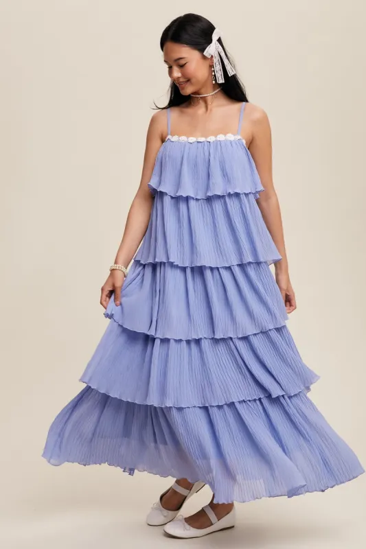 Periwinkle Ruffle Tiered Maxi Dress sold by Pinkblush