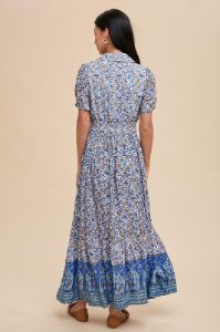 Blue Floral Button Up Midi Dress sold by Pinkblush