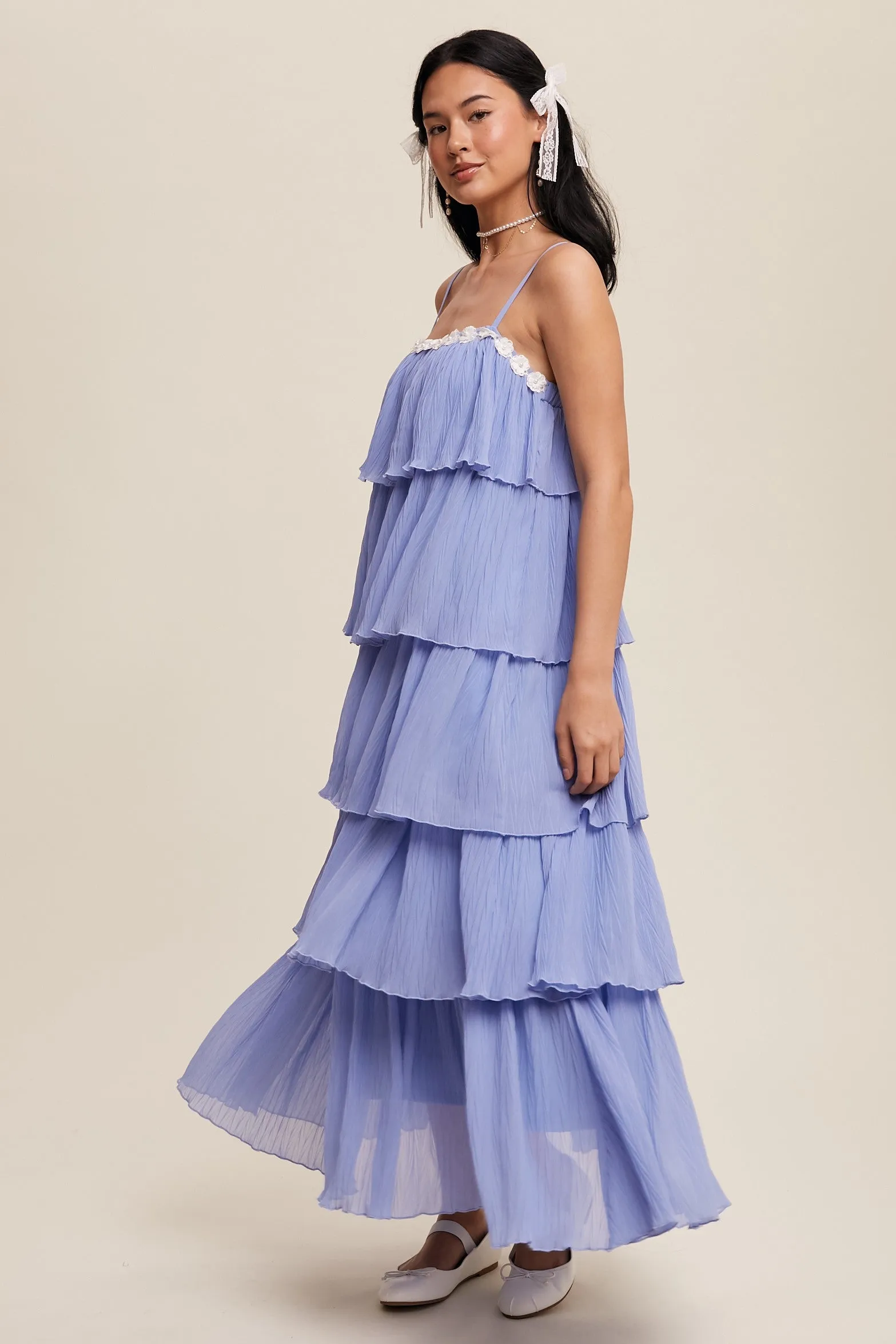 Periwinkle Ruffle Tiered Maxi Dress sold by Pinkblush product image thumbnail 2