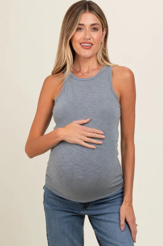 Grey Heathered Maternity Tank Top sold by Pinkblush