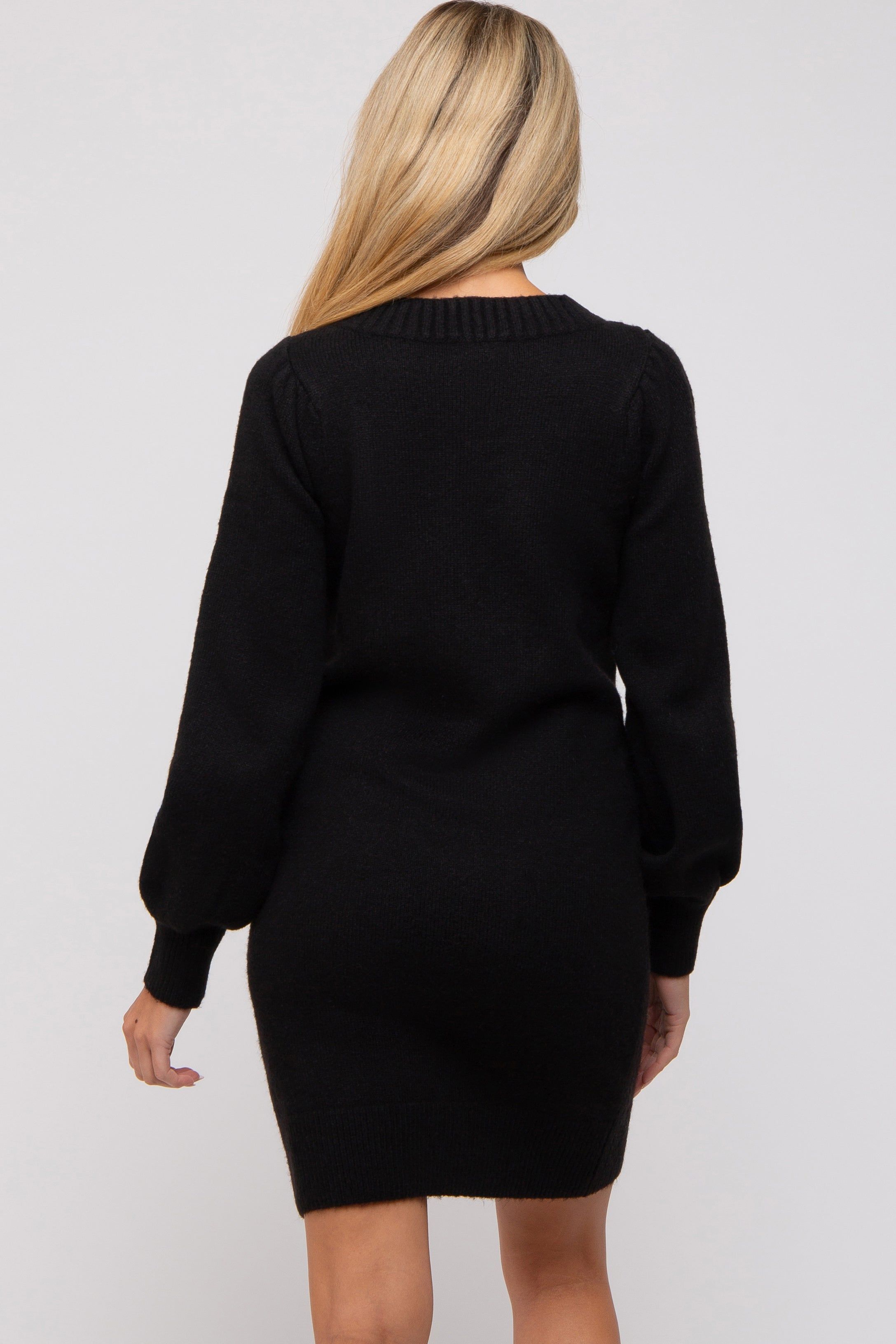 Black Chunky Knit Maternity Sweater Dress sold by Pinkblush product image thumbnail 3