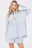 Light Blue Striped Button Down Top and Short Maternity Set sold by Pinkblush