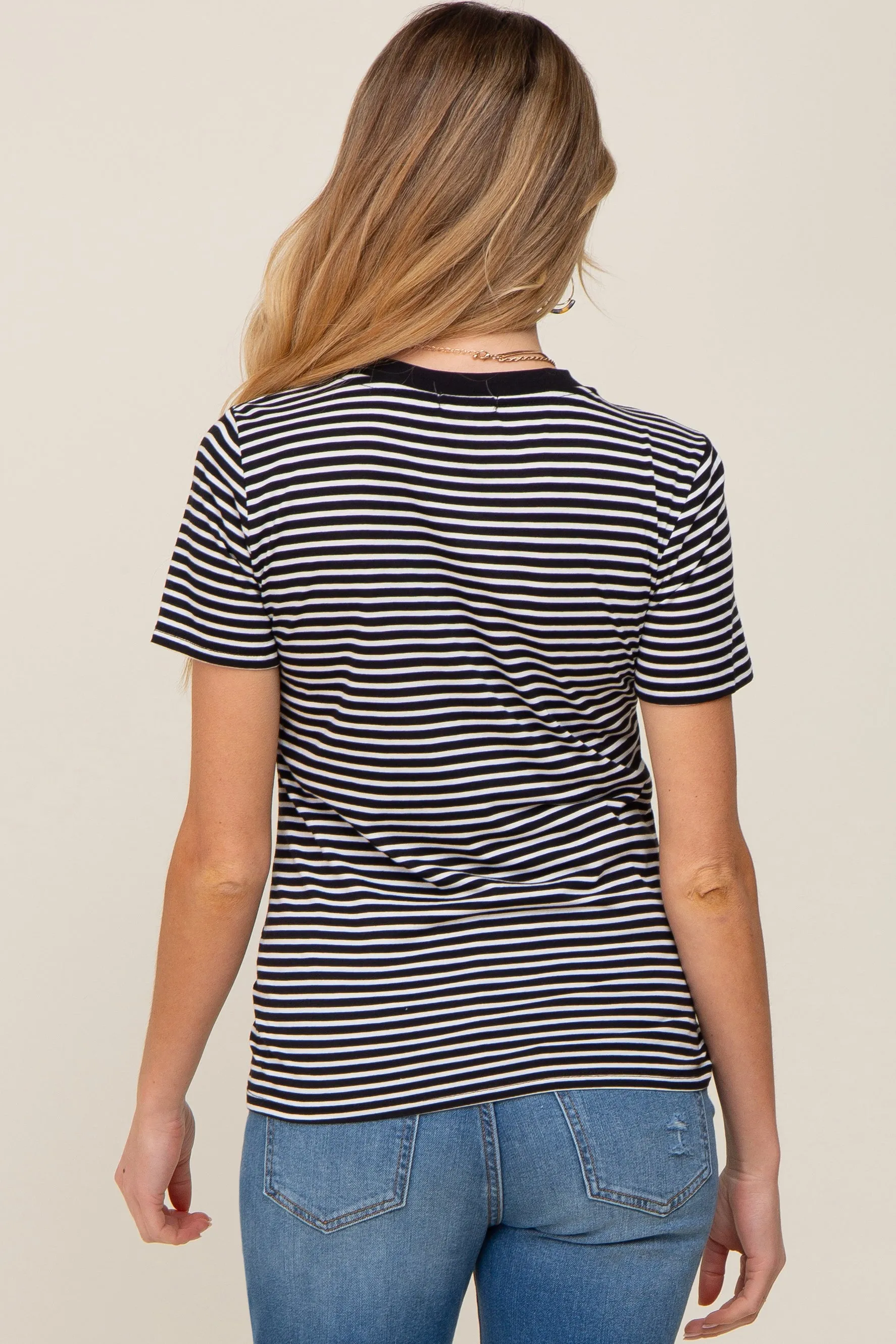 Black Striped Basic Maternity Tee sold by Pinkblush product image thumbnail 3
