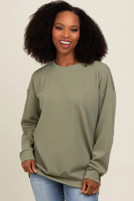 Olive Drop Shoulder Sweatshirt sold by Pinkblush