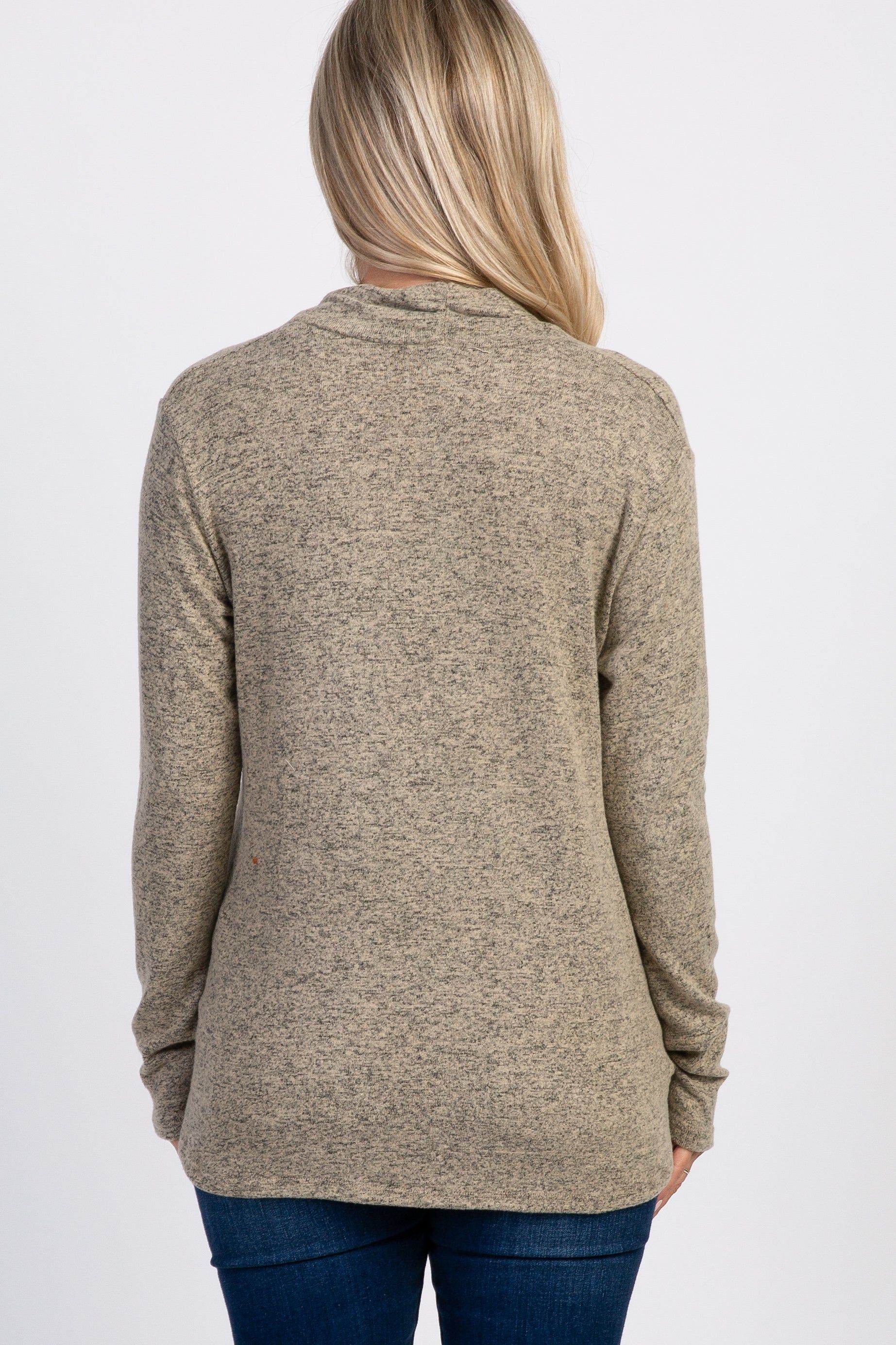 PinkBlush Mocha Knit Draped Wrap V-Neck Maternity Nursing Top sold by Pinkblush product image thumbnail 3