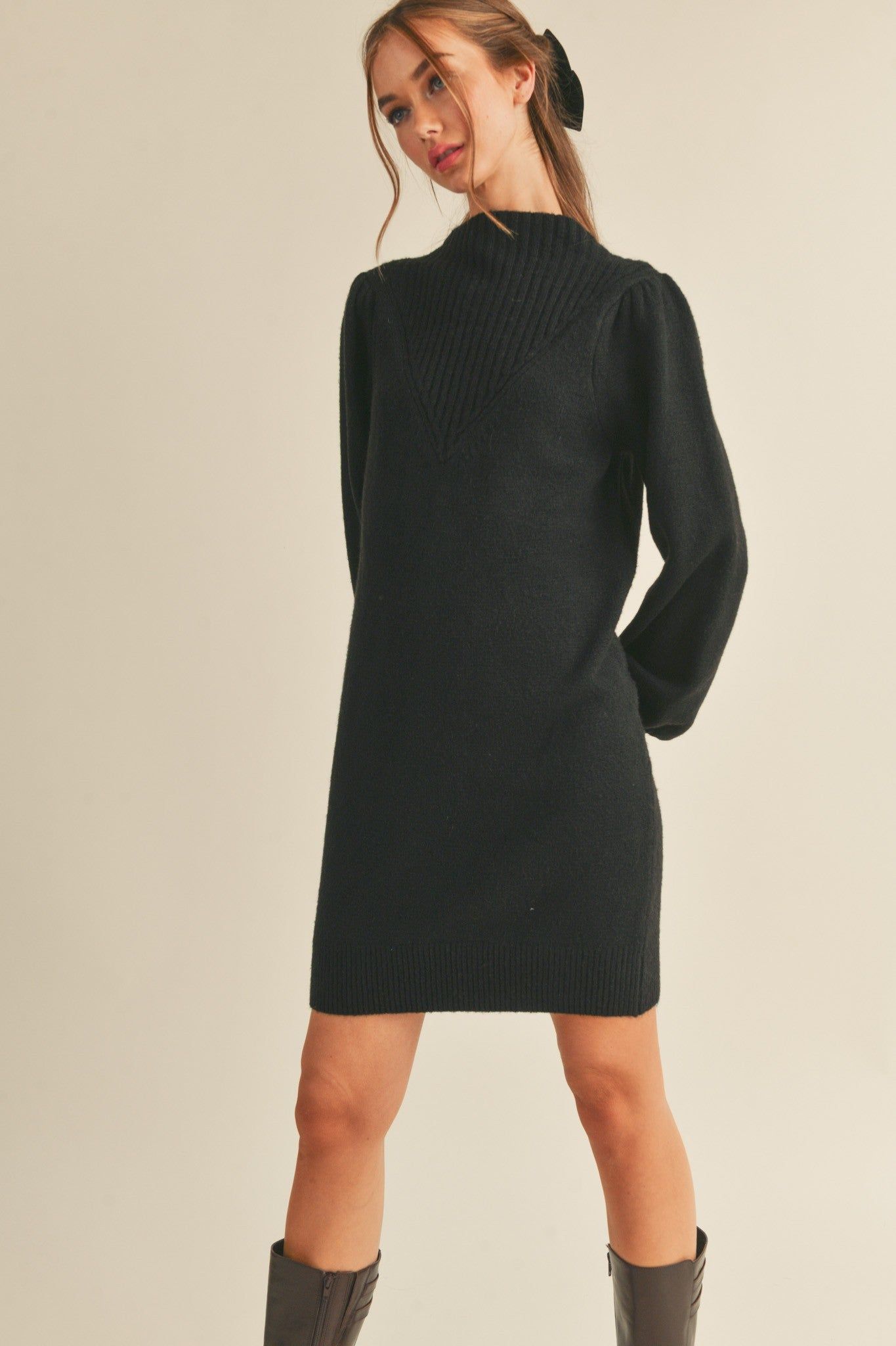 Black Chunky Knit Maternity Sweater Dress sold by Pinkblush product image thumbnail 5