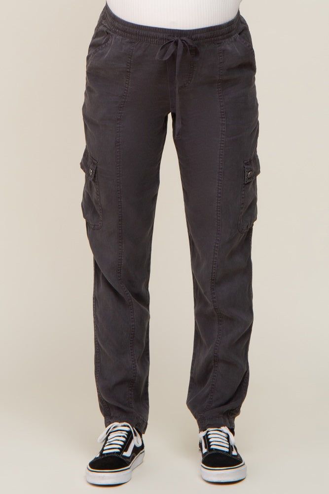 Charcoal Drawstring Maternity Cargo Pants sold by Pinkblush product image thumbnail 2