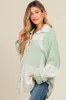 Light Olive Striped Button Down Oversized Long Sleeve Maternity Top sold by Pinkblush