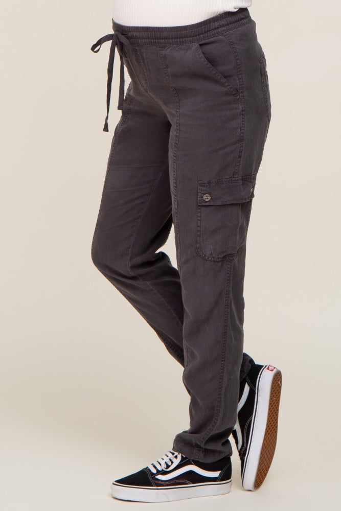 Charcoal Drawstring Maternity Cargo Pants sold by Pinkblush product image thumbnail 3