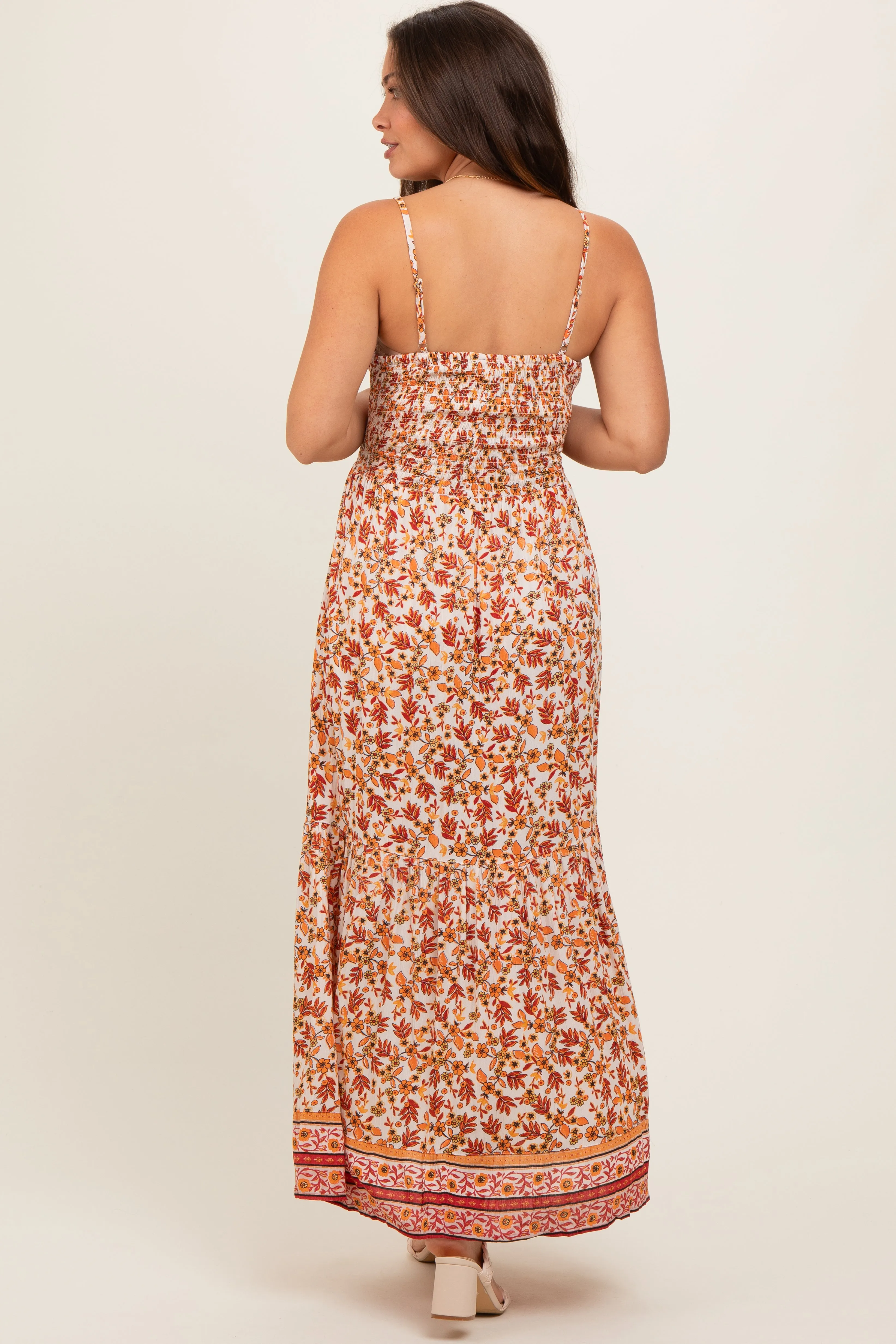 Red Floral Strapless Maternity Maxi Dress sold by Pinkblush product image thumbnail 2