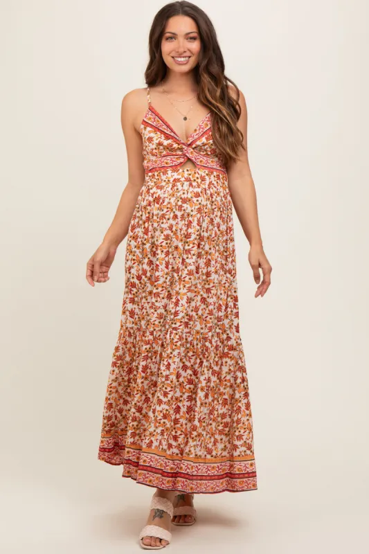 Red Floral Strapless Maternity Maxi Dress sold by Pinkblush