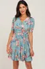 Mint Green Floral Waist Tie Dress sold by Pinkblush