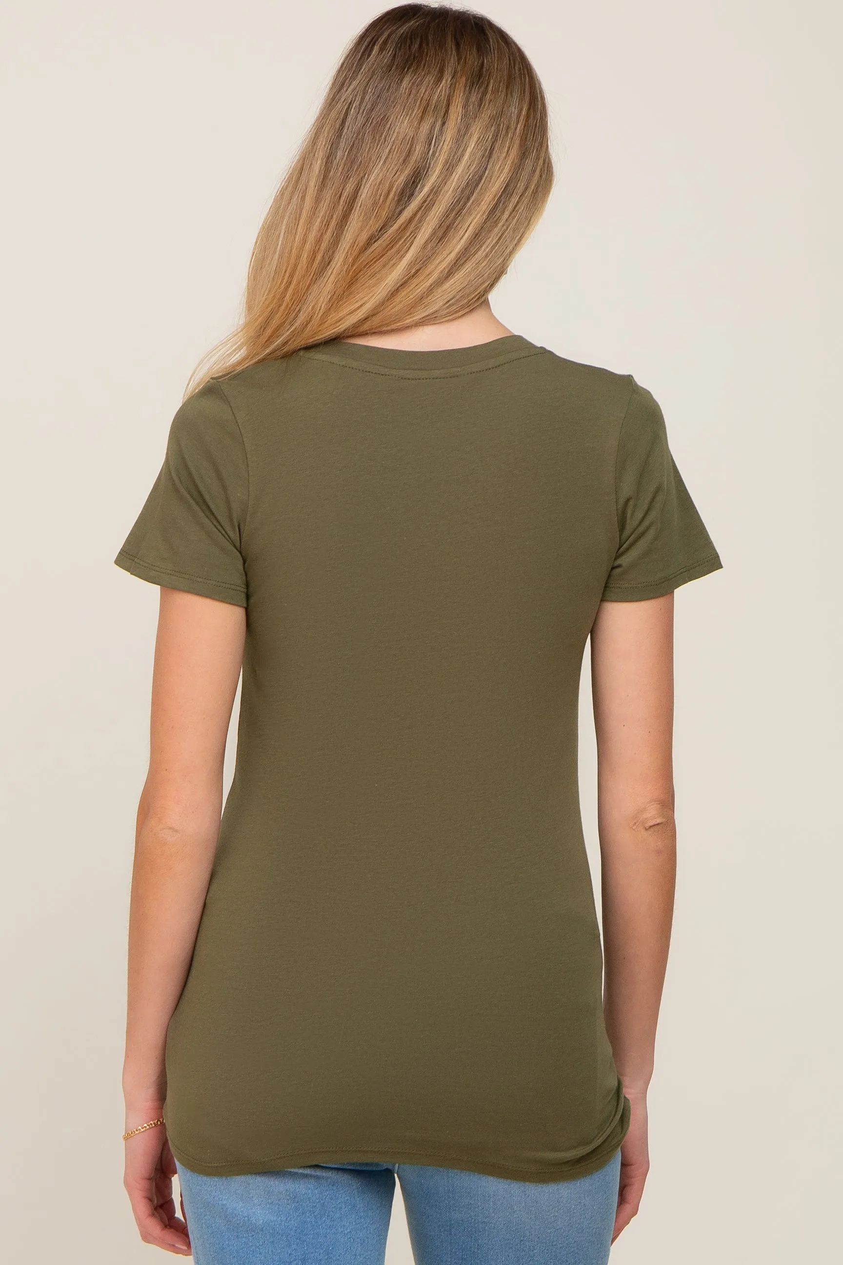Olive Basic Crew Neck Maternity Tee sold by Pinkblush product image thumbnail 3