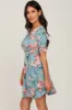Mint Green Floral Waist Tie Dress sold by Pinkblush