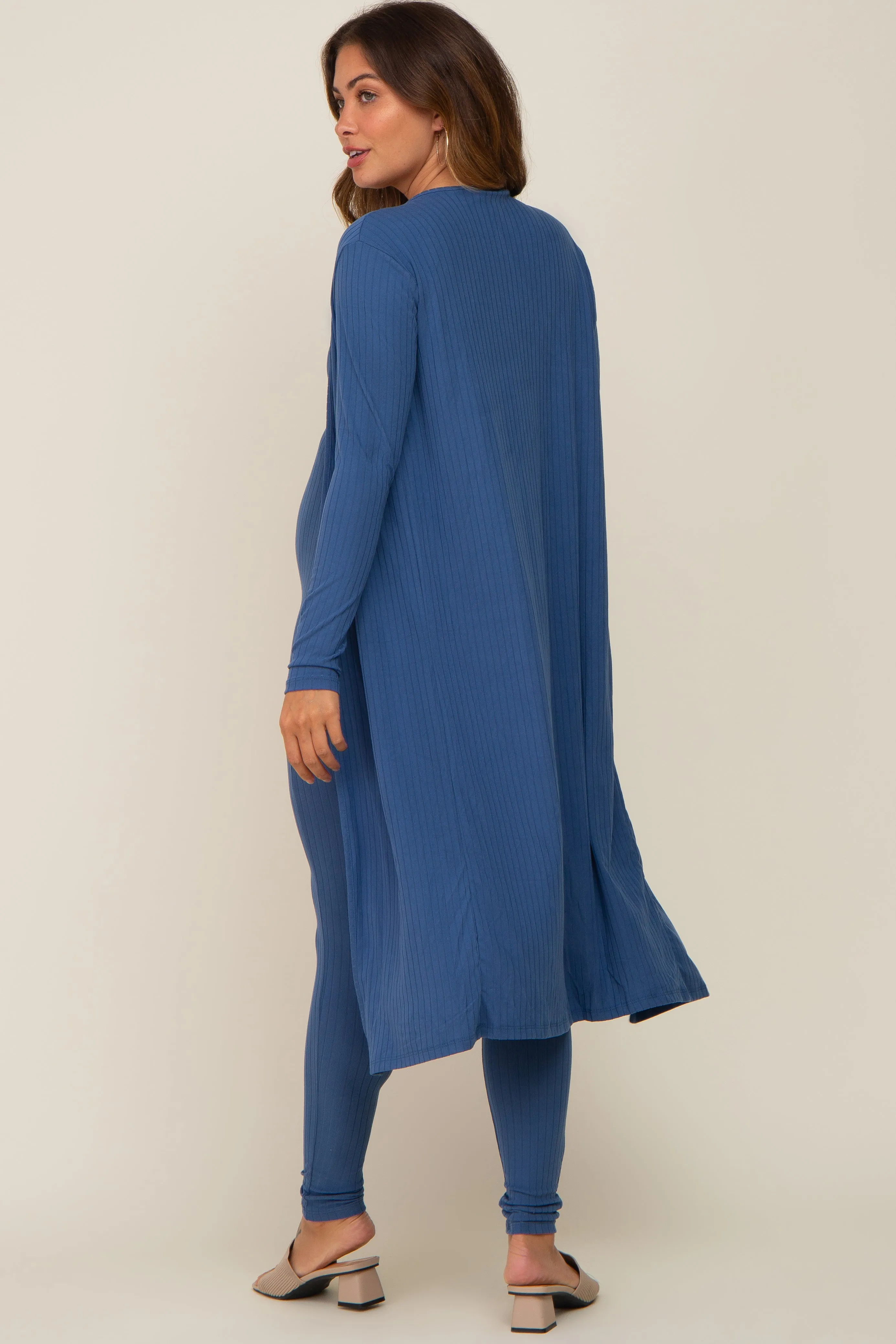 Blue Ribbed Maternity Jumpsuit Set sold by Pinkblush product image thumbnail 3