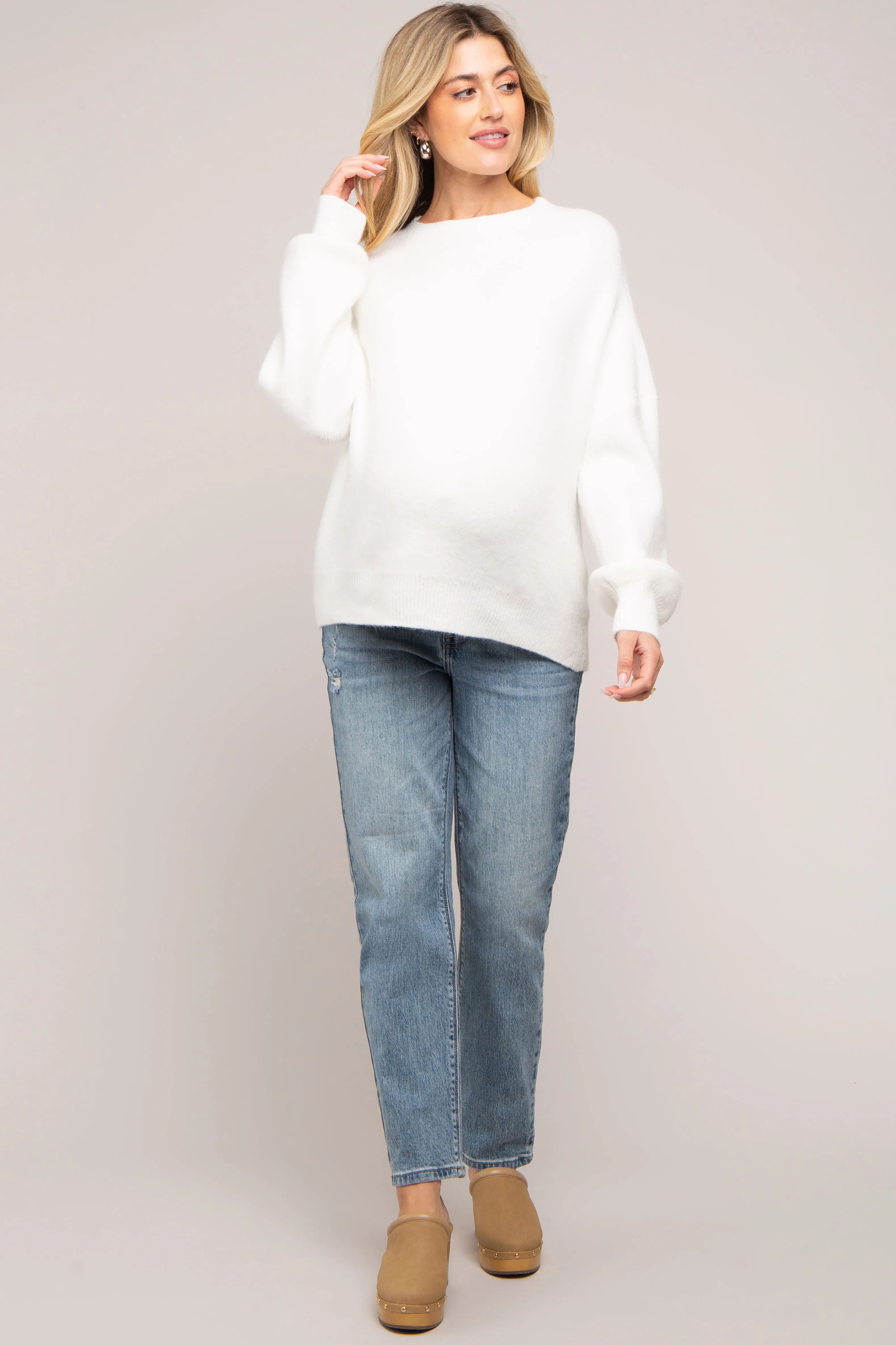 Ivory Bubble Sleeve Maternity Sweater sold by Pinkblush product image thumbnail 4