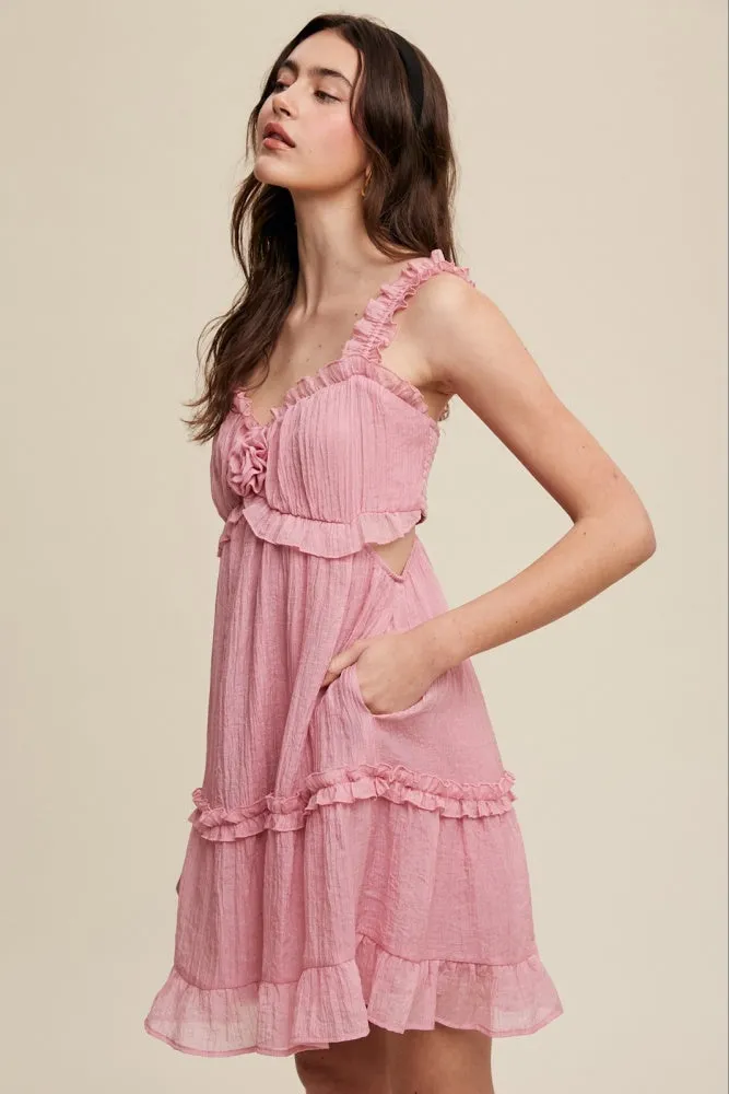 Pink Delicate Sweetheart Ruffled Flower Detail Dress sold by Pinkblush product image thumbnail 2