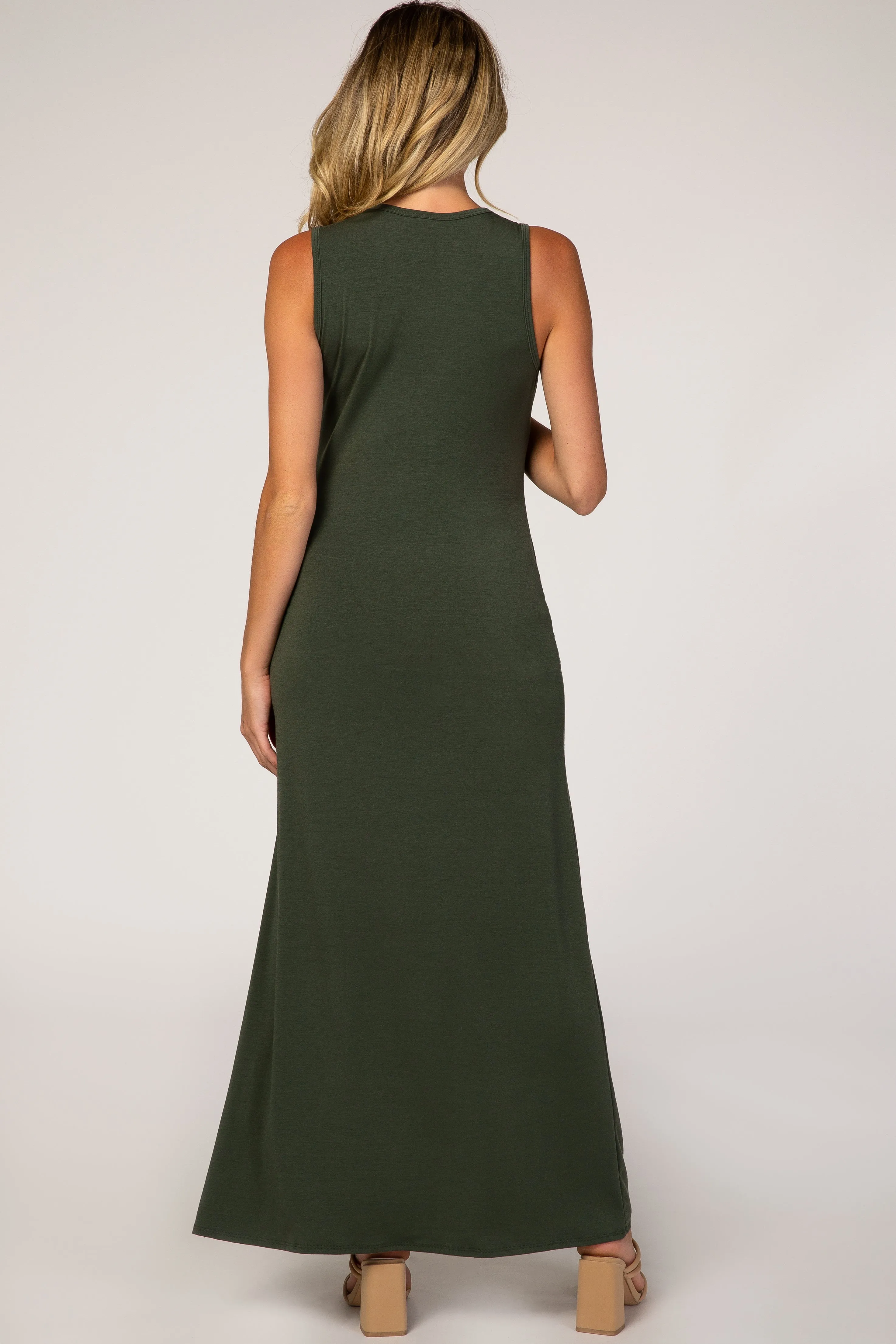 Olive Side Slit Maternity Maxi Dress sold by Pinkblush product image thumbnail 3