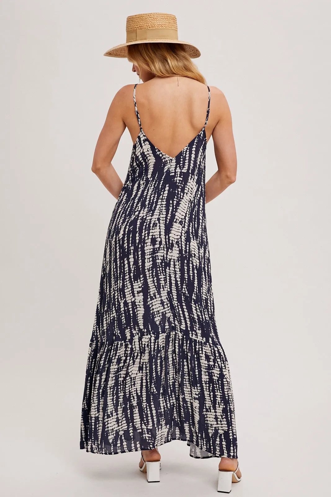 Navy Tie Dye Lightweight Sleeveless Maxi Dress sold by Pinkblush product image thumbnail 3