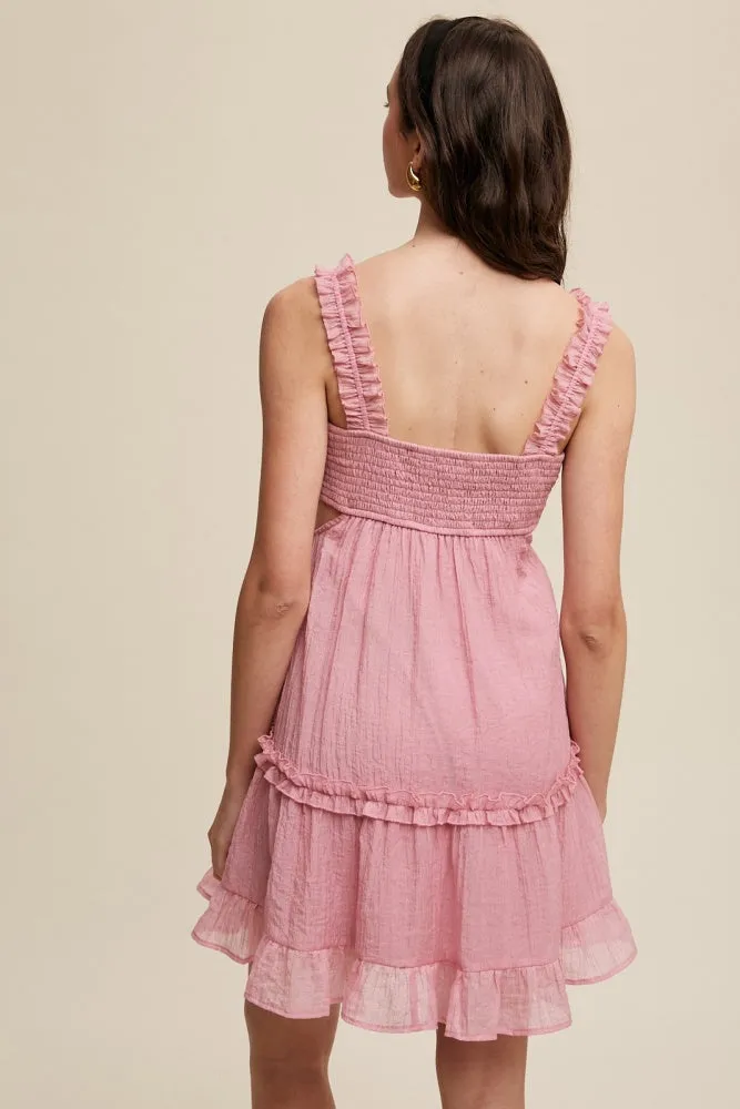 Pink Delicate Sweetheart Ruffled Flower Detail Dress sold by Pinkblush product image thumbnail 3