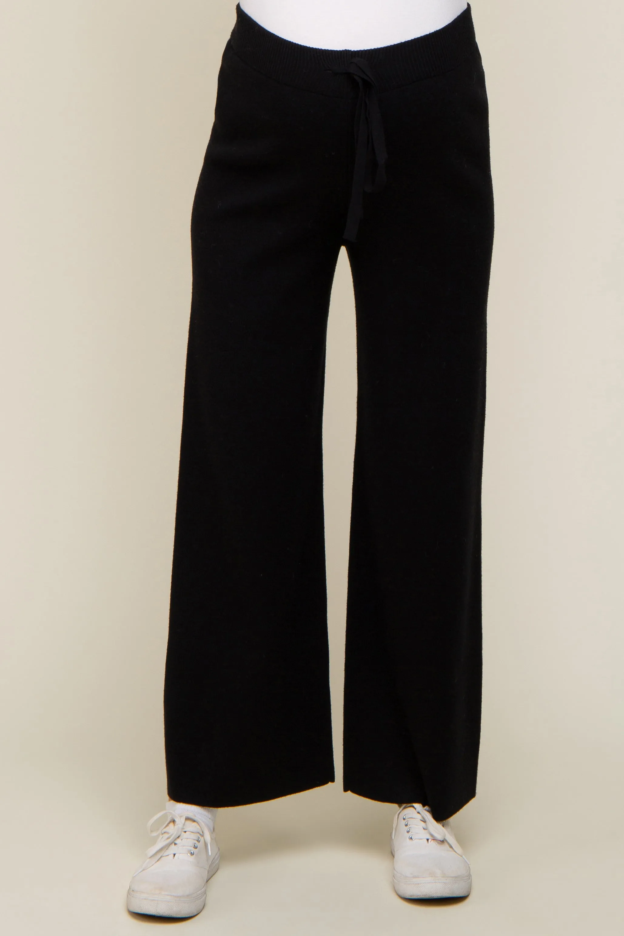 Black Sweater Knit Drawstring Maternity Pants sold by Pinkblush product image thumbnail 2