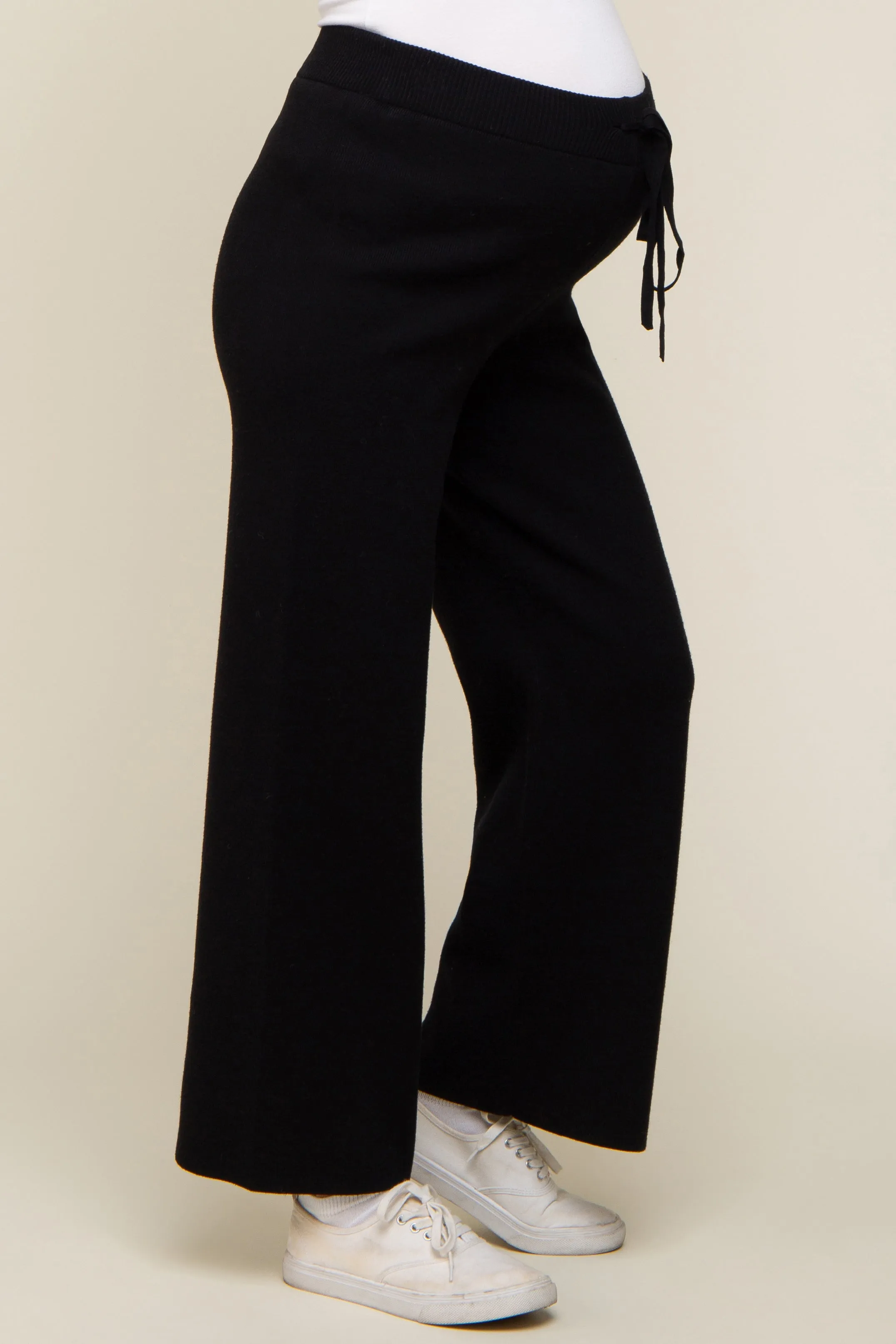Black Sweater Knit Drawstring Maternity Pants sold by Pinkblush product image thumbnail 3