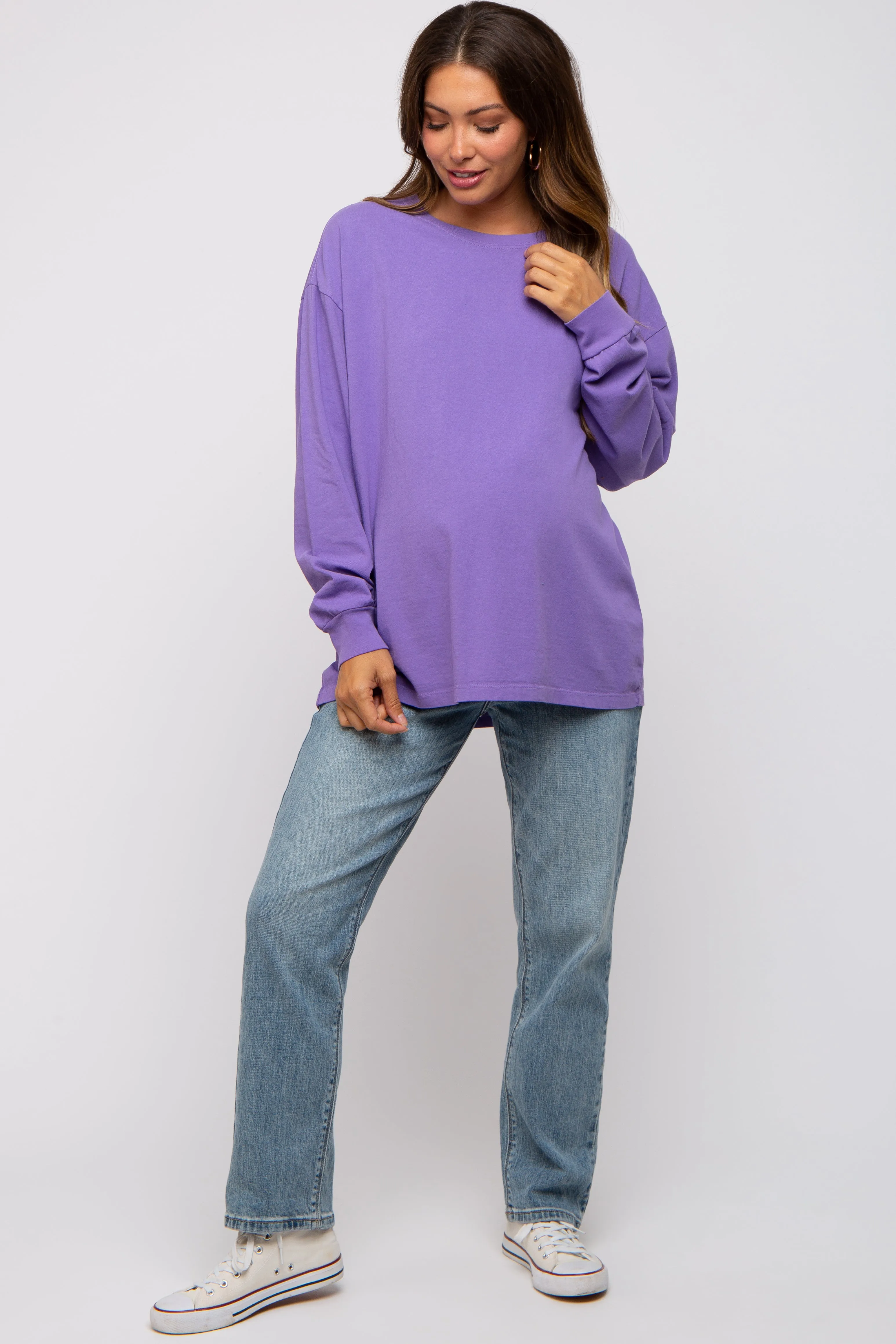 Lavender Oversized Long Sleeve Maternity Top sold by Pinkblush product image thumbnail 3