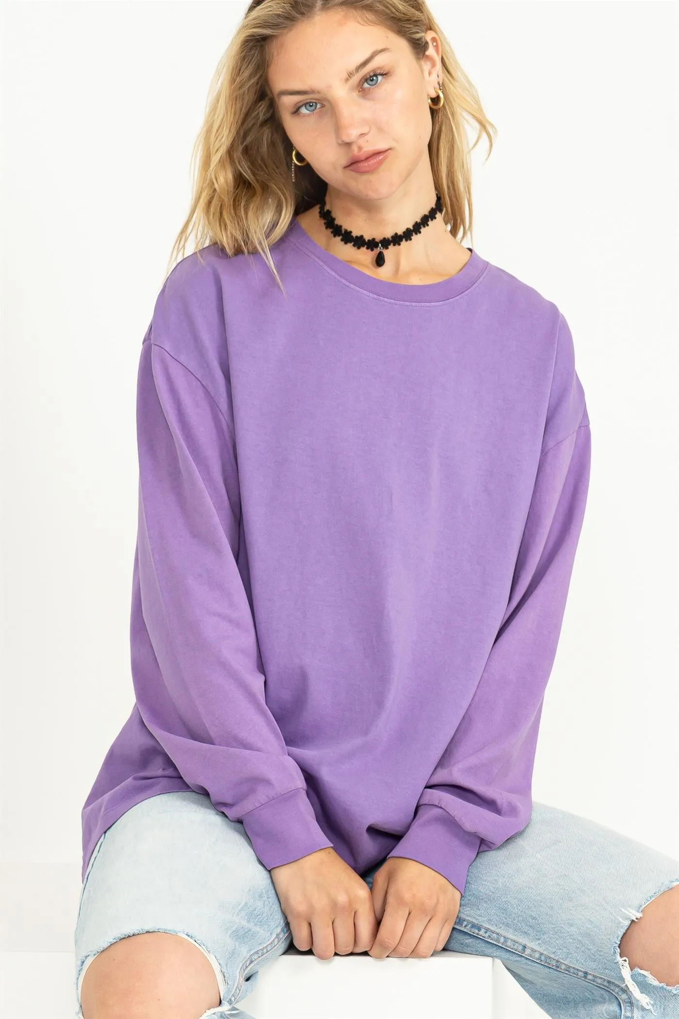 Lavender Oversized Long Sleeve Maternity Top sold by Pinkblush product image thumbnail 4