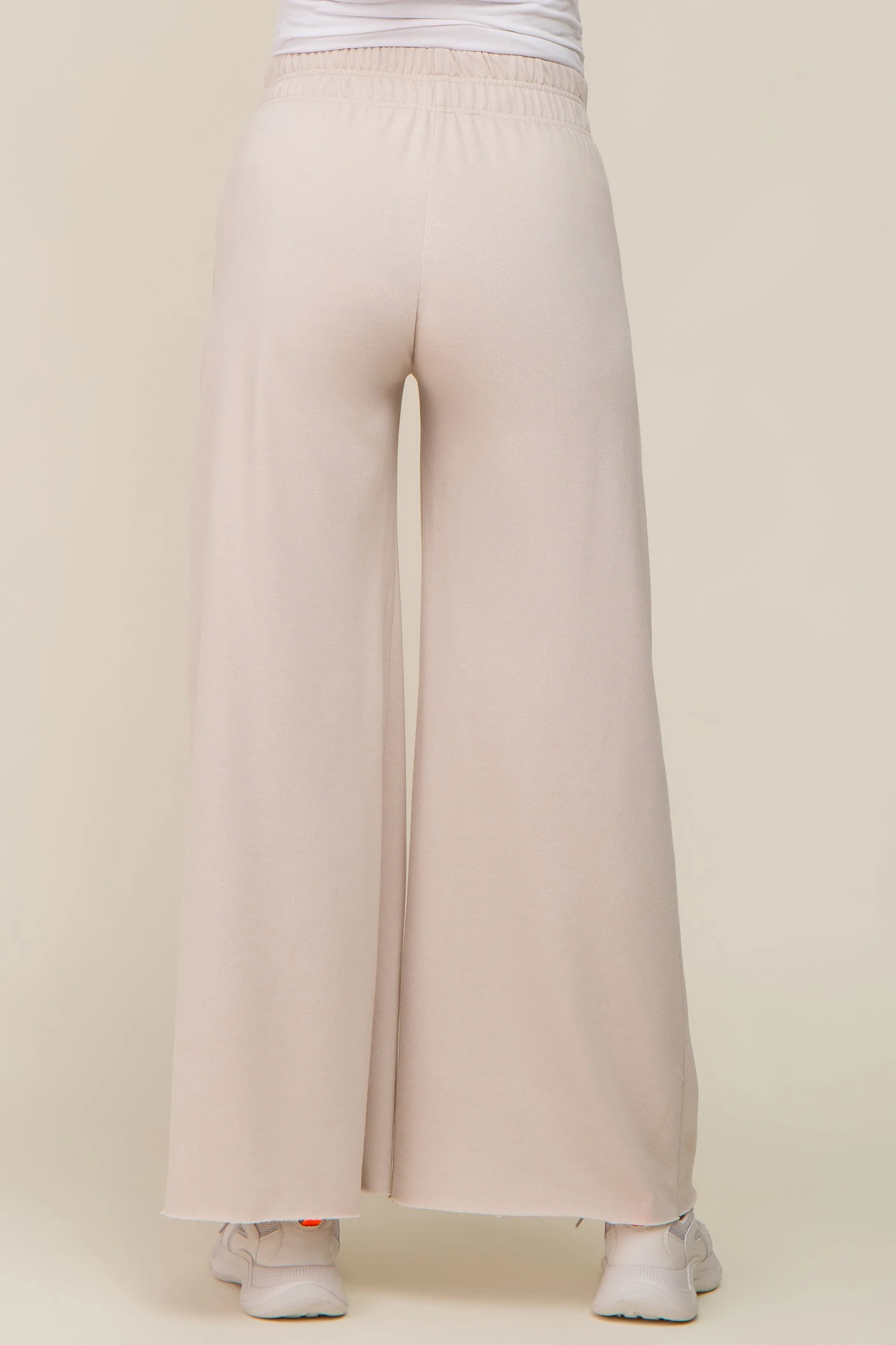 Beige Soft Fleece Wide Leg Maternity Lounge Pants sold by Pinkblush product image thumbnail 4