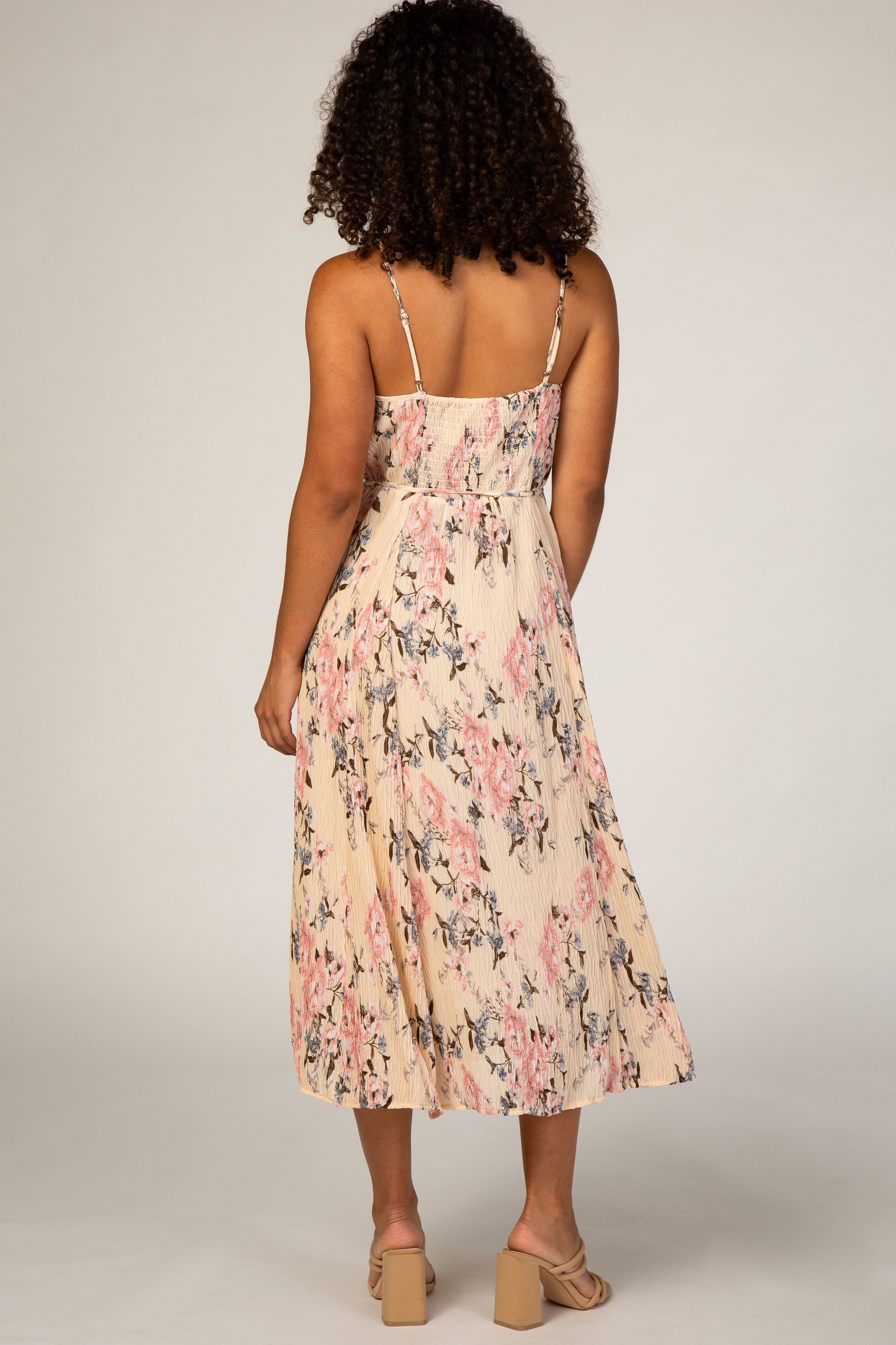 Light Pink Floral Textured Midi Dress sold by Pinkblush product image thumbnail 3