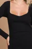 Black Ribbed Sweetheart Neck Long Sleeve Top sold by Pinkblush