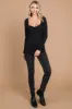 Black Ribbed Sweetheart Neck Long Sleeve Top sold by Pinkblush