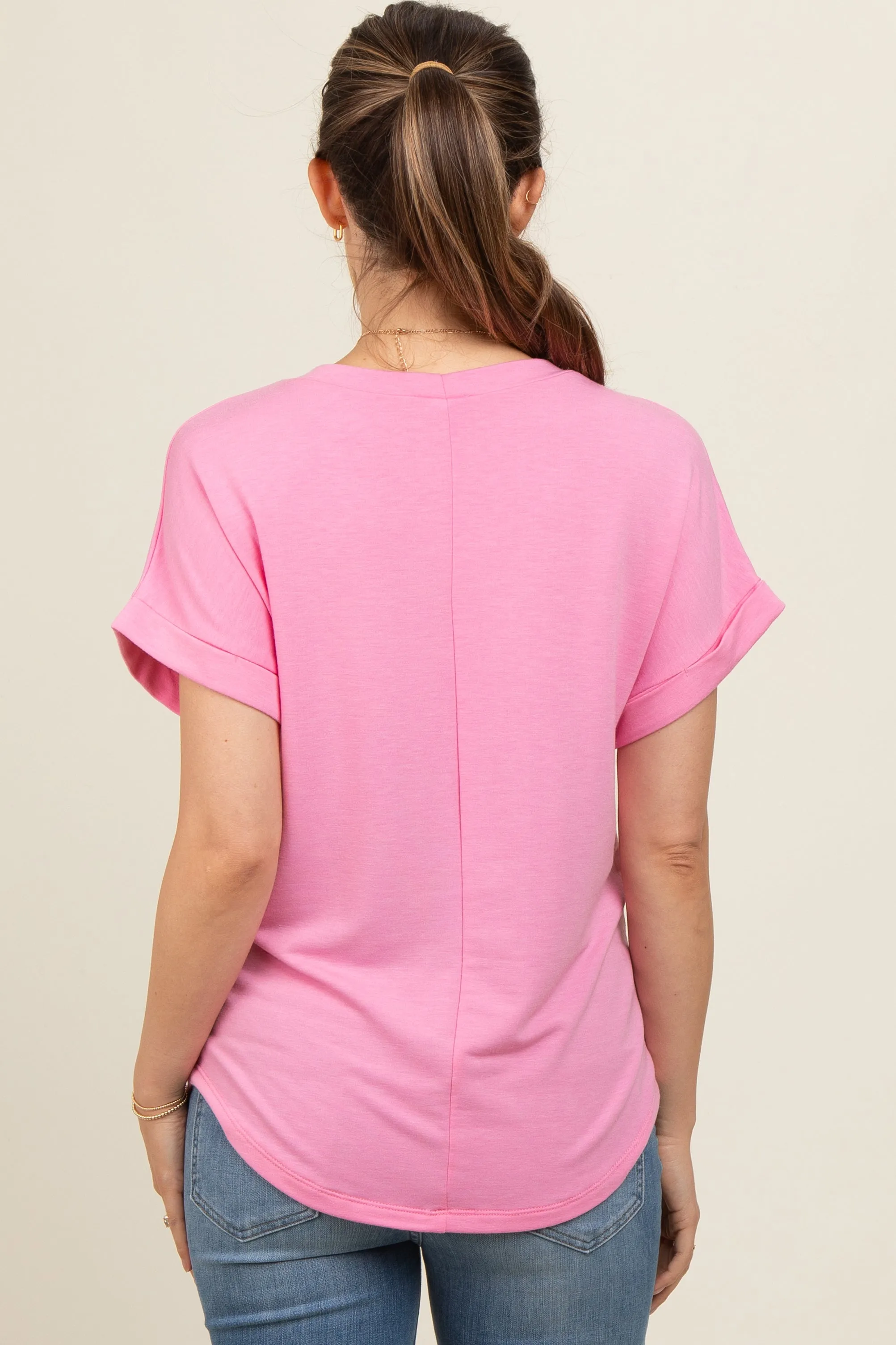 Pink Short Sleeve Terry Maternity Top sold by Pinkblush product image thumbnail 3