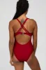 Red Ruched Side Strappy Cross Back One Piece Swimsuit sold by Pinkblush