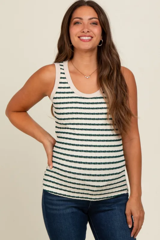 Forest Green Striped Knit Maternity Sleeveless Top sold by Pinkblush