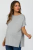 Heather Grey Short Sleeve Boatneck Maternity Top sold by Pinkblush