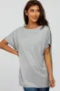 Heather Grey Short Sleeve Boatneck Maternity Top sold by Pinkblush