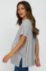 Heather Grey Short Sleeve Boatneck Maternity Top sold by Pinkblush