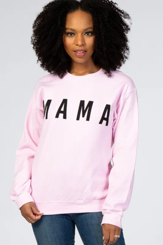 Light Pink Screen Print Mama Pullover Sweatshirt sold by Pinkblush