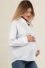 White Striped Maternity Button Down Top sold by Pinkblush