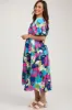 Royal Floral Tiered Puff Sleeve Maternity Midi Dress sold by Pinkblush