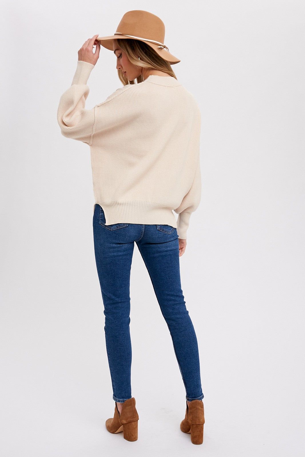 Beige Knit Mock Neck Sweater sold by Pinkblush product image thumbnail 4