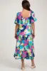 Royal Floral Tiered Puff Sleeve Maternity Midi Dress sold by Pinkblush