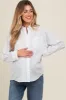 White Striped Maternity Button Down Top sold by Pinkblush