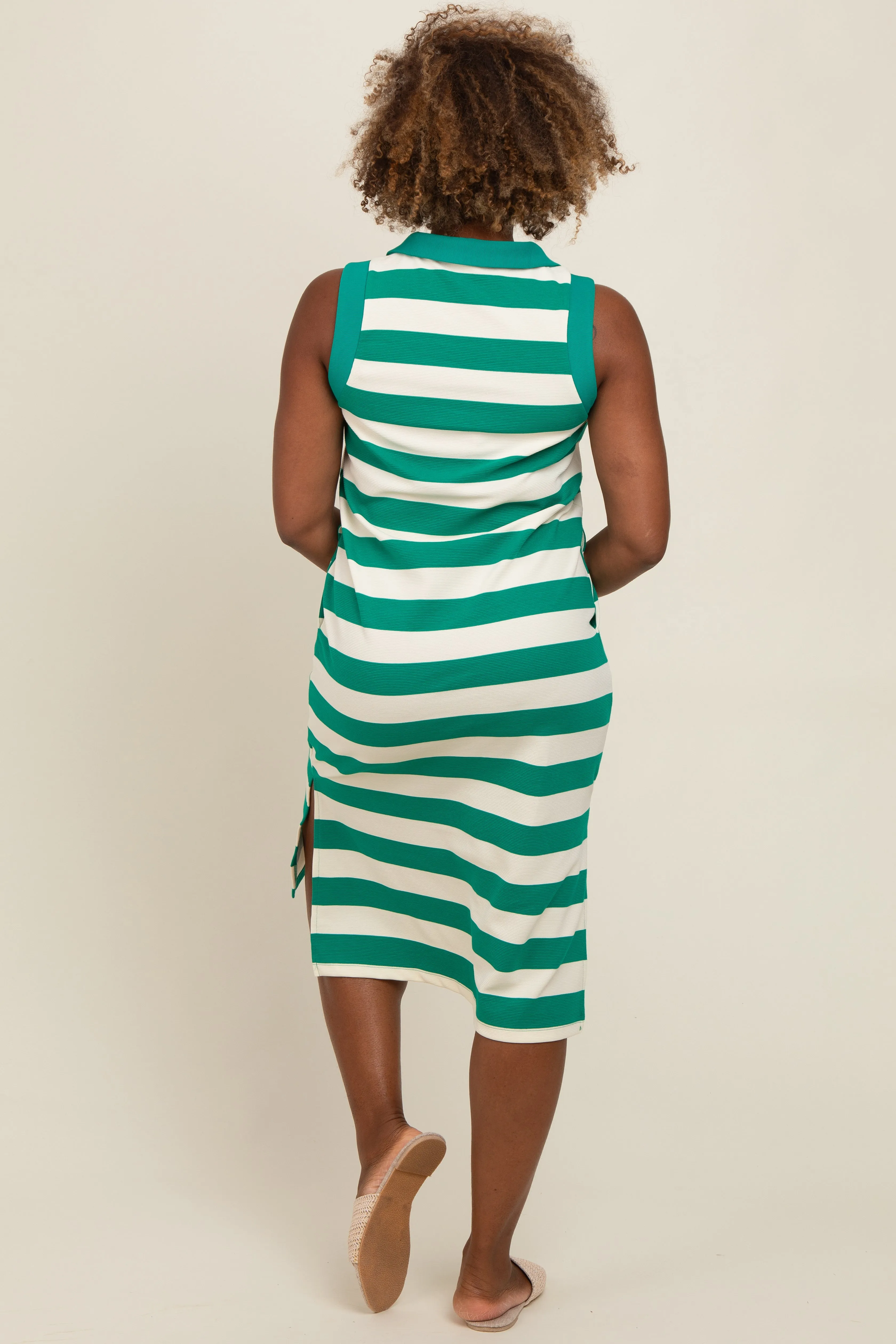 Green Striped Polo Midi Dress sold by Pinkblush product image thumbnail 3