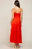 Red Orange Smocked Ruffle Tiered Maternity Maxi Dress sold by Pinkblush
